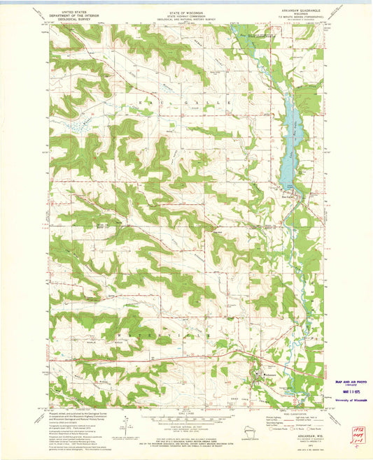 Classic USGS Arkansaw Wisconsin 7.5'x7.5' Topo Map Image