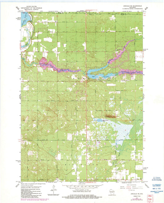 Classic USGS Arkdale NE Wisconsin 7.5'x7.5' Topo Map Image