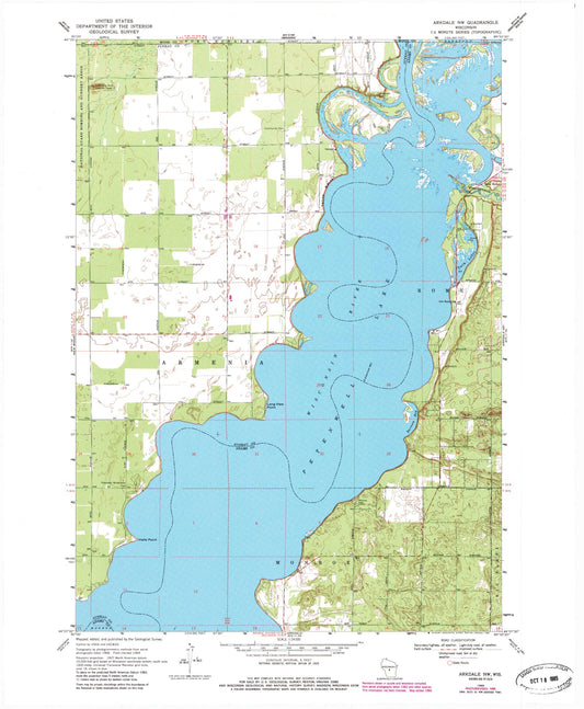 Classic USGS Arkdale NW Wisconsin 7.5'x7.5' Topo Map Image
