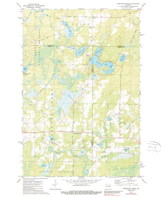 Classic USGS Armstrong Creek Wisconsin 7.5'x7.5' Topo Map Image