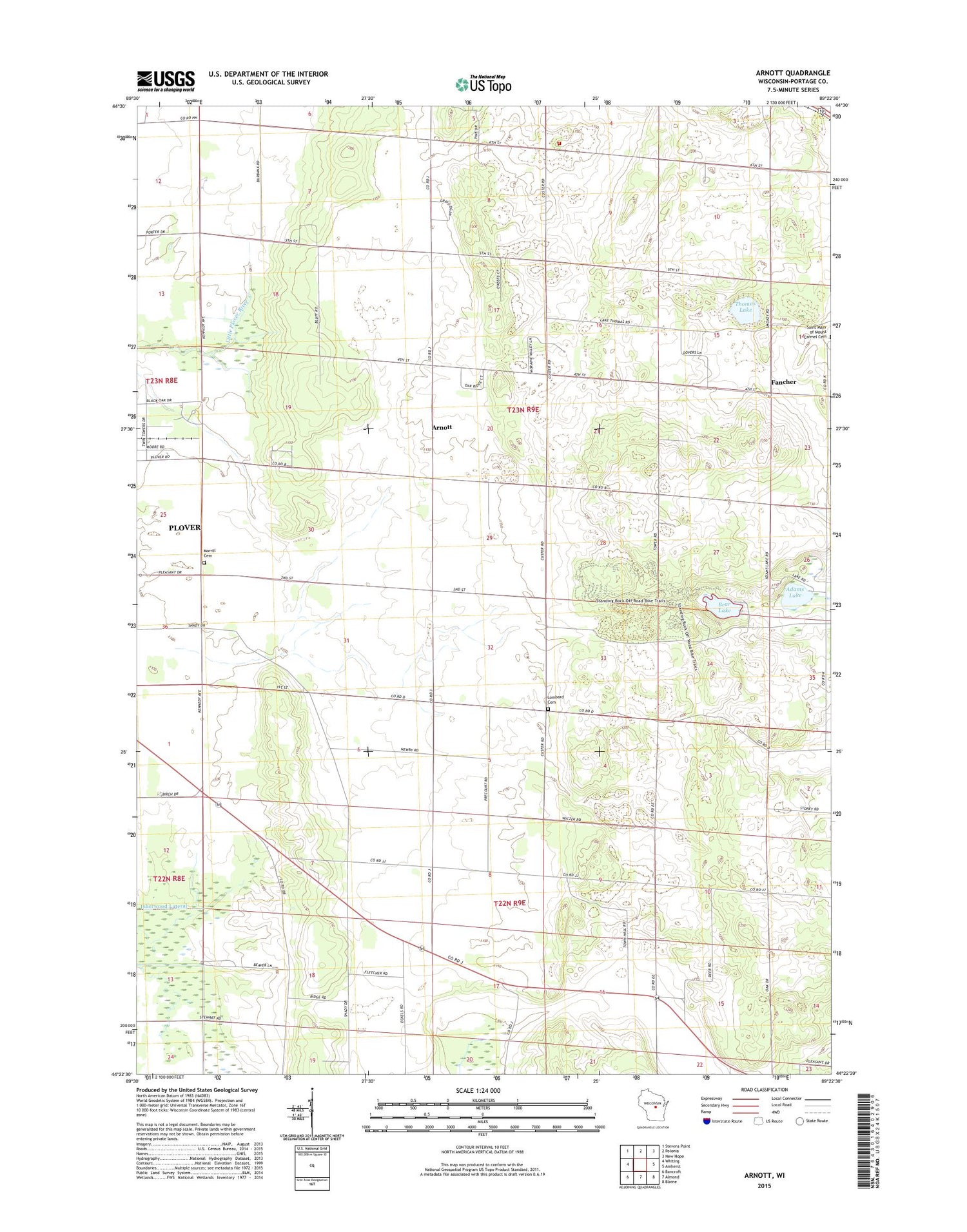 Arnott Wisconsin US Topo Map Image
