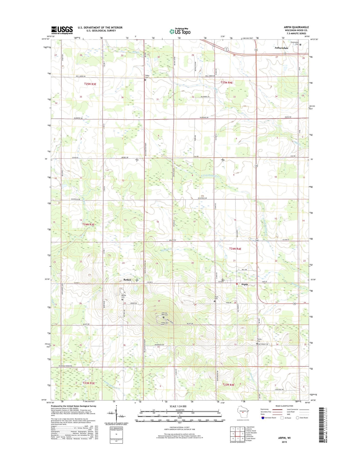 Arpin Wisconsin US Topo Map Image