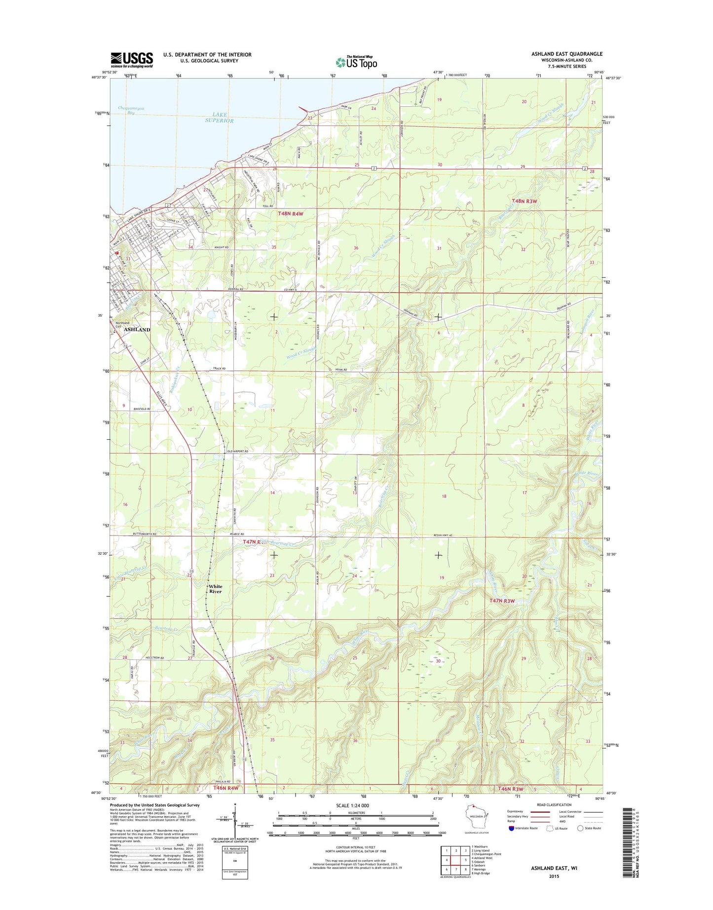 Ashland East Wisconsin US Topo Map Image