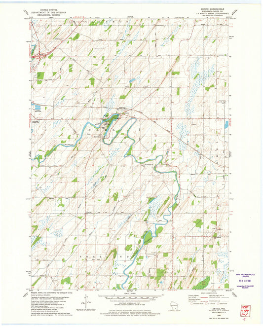 Classic USGS Astico Wisconsin 7.5'x7.5' Topo Map Image