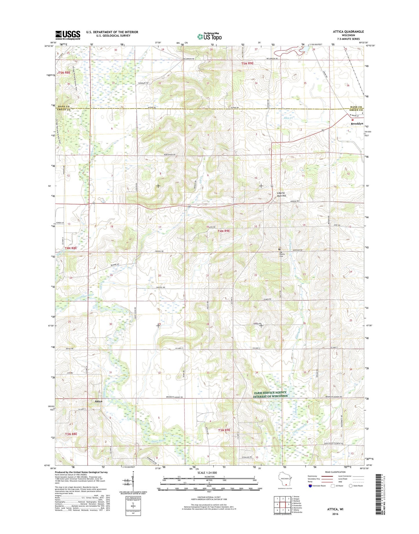 Attica Wisconsin US Topo Map Image