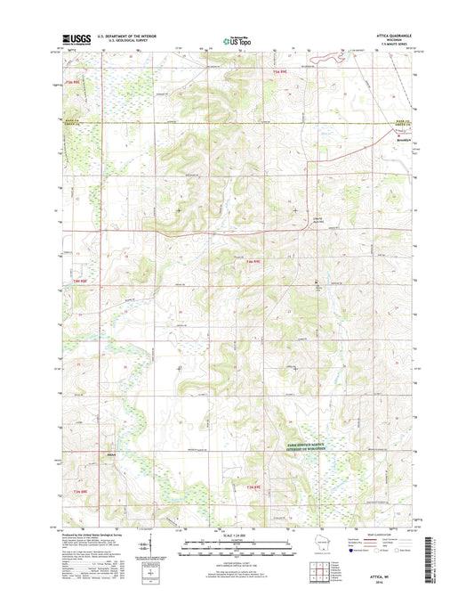 Attica Wisconsin US Topo Map Image