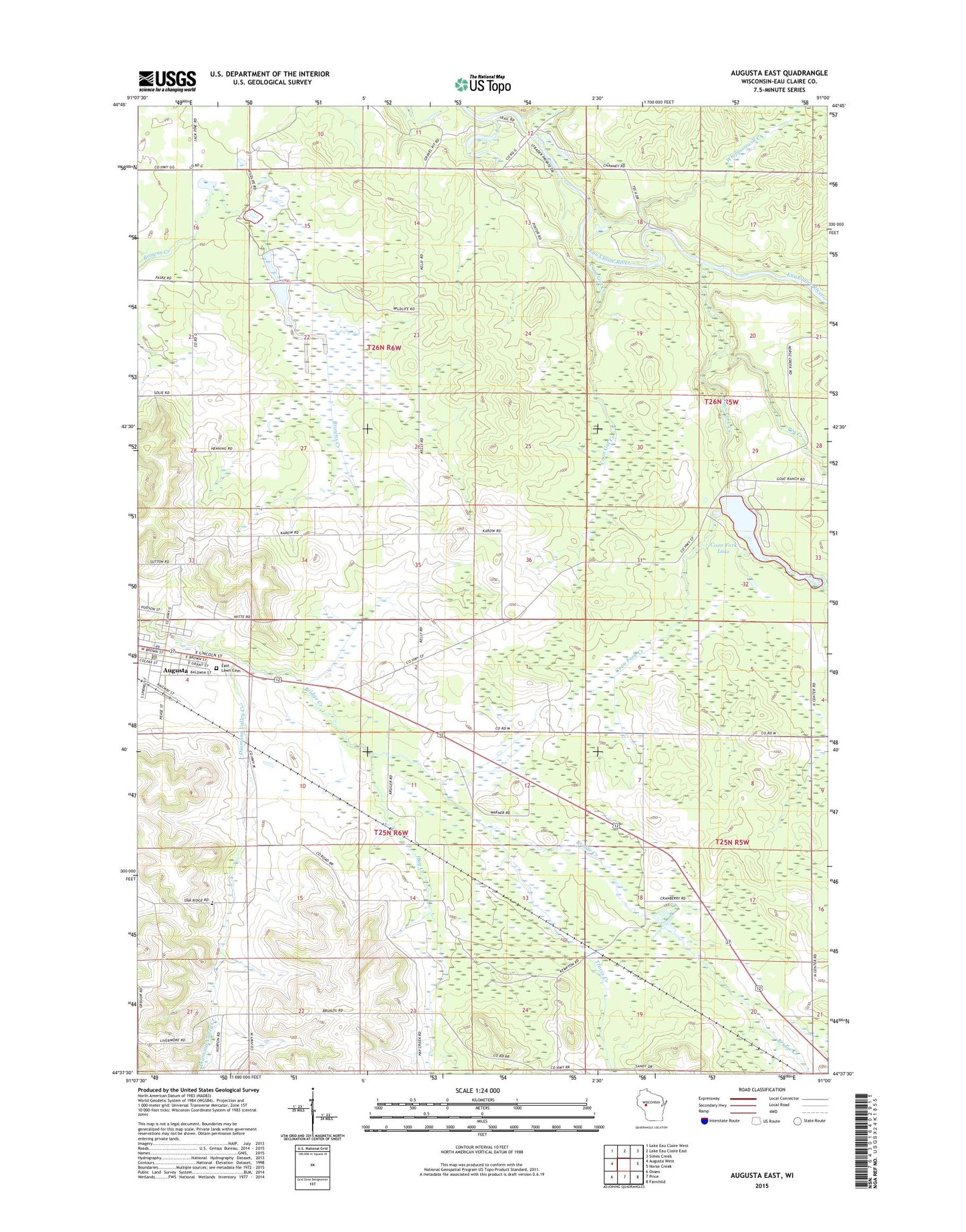 Augusta East Wisconsin US Topo Map Image