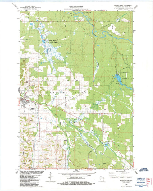Classic USGS Augusta East Wisconsin 7.5'x7.5' Topo Map Image
