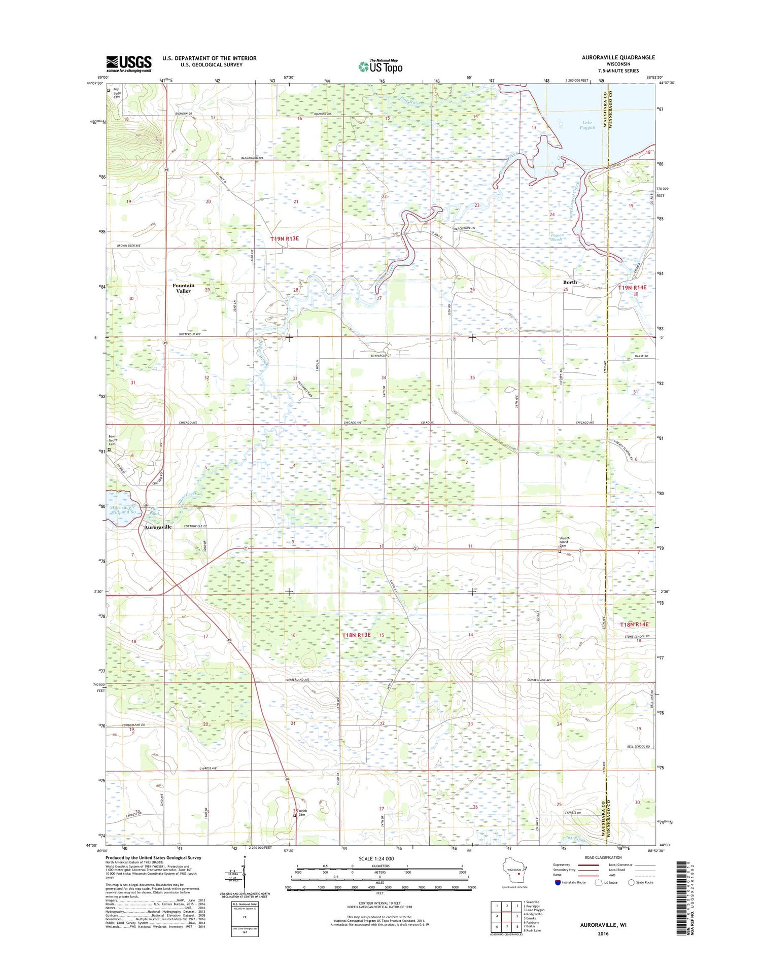 Auroraville Wisconsin US Topo Map Image