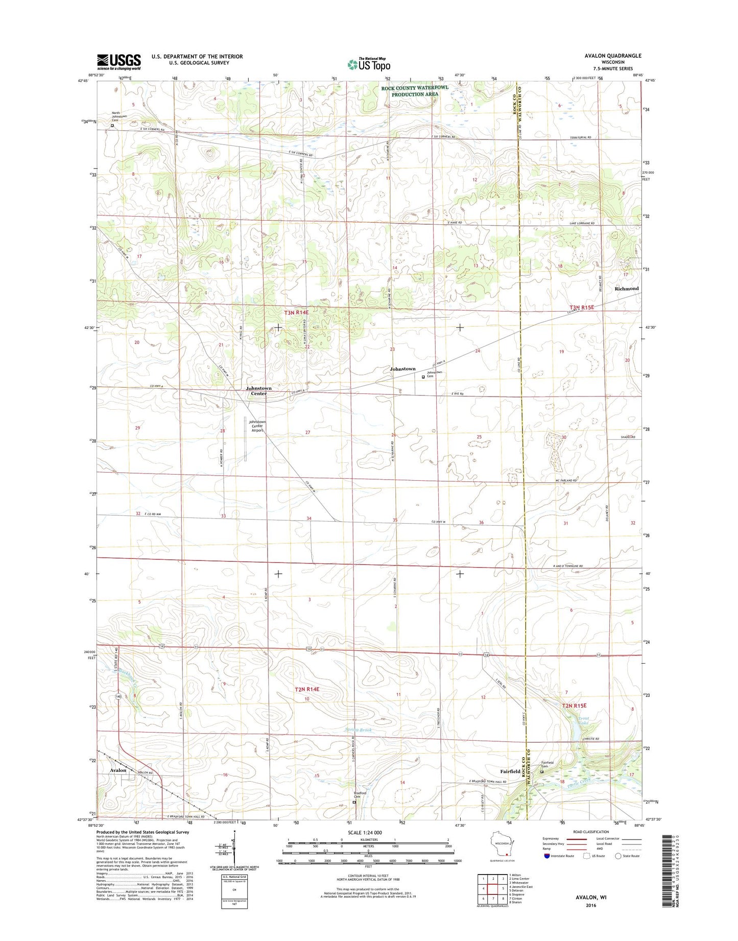 Avalon Wisconsin US Topo Map Image