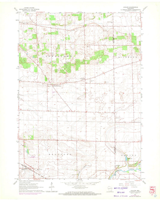 Classic USGS Avalon Wisconsin 7.5'x7.5' Topo Map Image