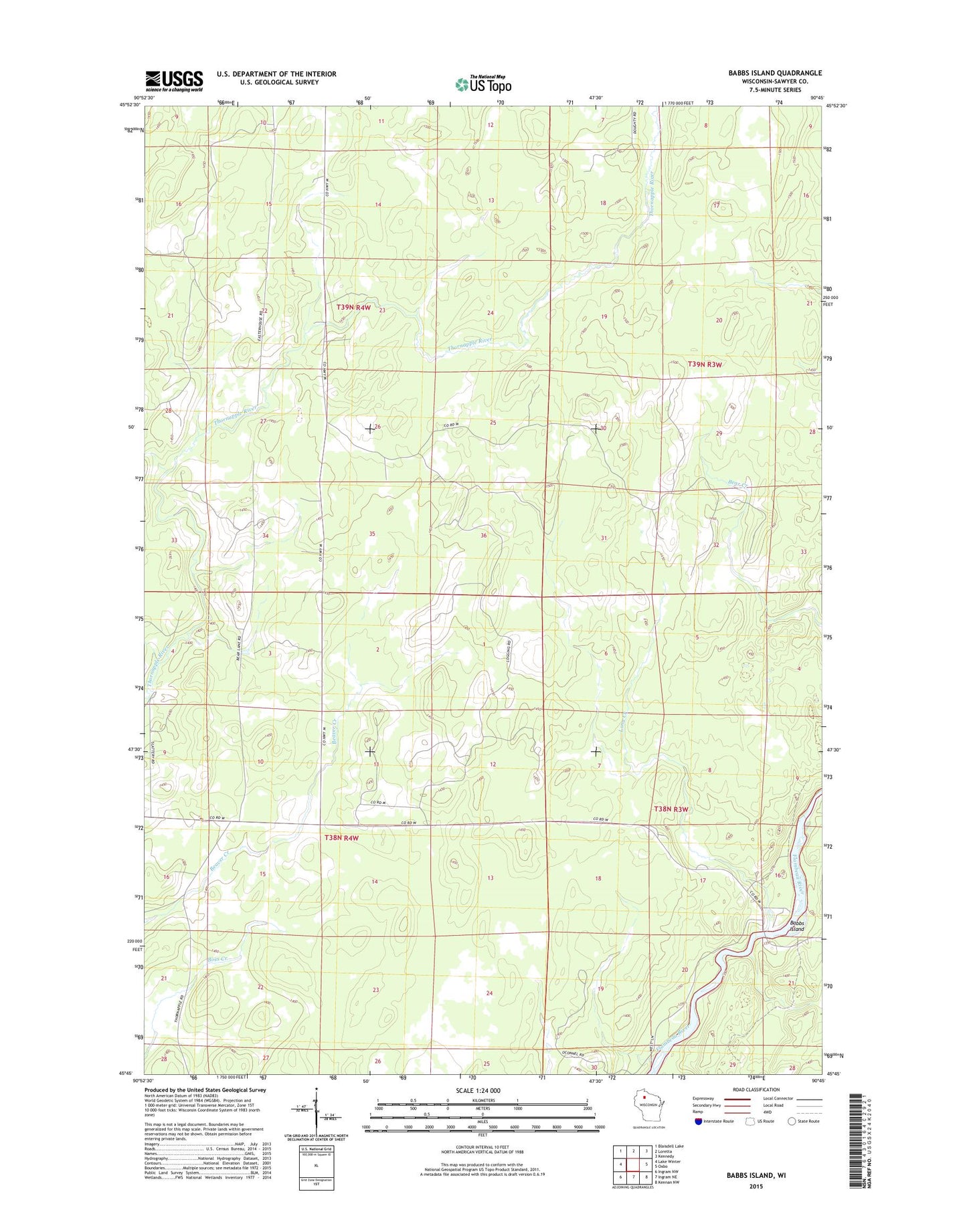 Babbs Island Wisconsin US Topo Map Image