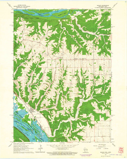 Classic USGS Brodtville Wisconsin 7.5'x7.5' Topo Map Image