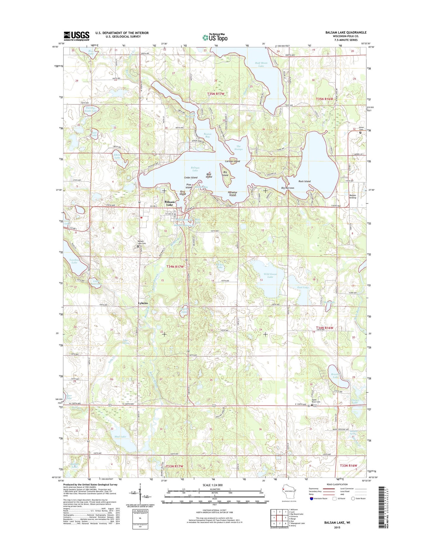 Balsam Lake Wisconsin US Topo Map Image
