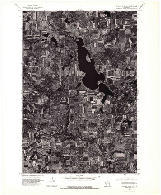 Classic USGS Wapogasset Lake Wisconsin 7.5'x7.5' Topo Map Image