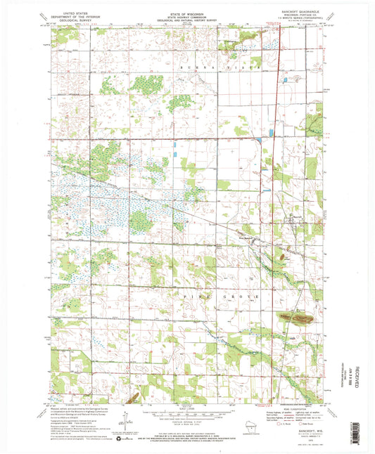 Classic USGS Bancroft Wisconsin 7.5'x7.5' Topo Map Image