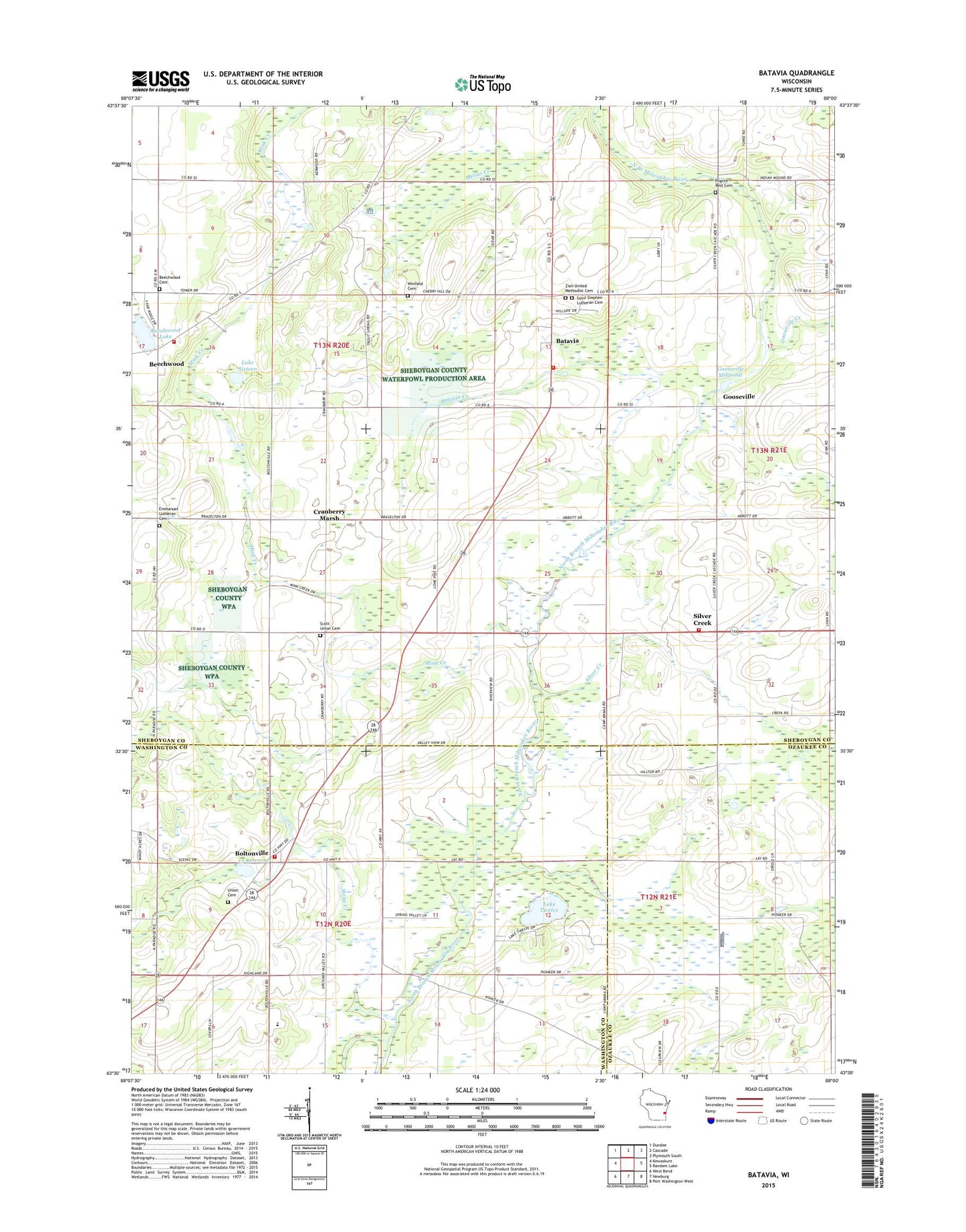 Batavia Wisconsin US Topo Map Image