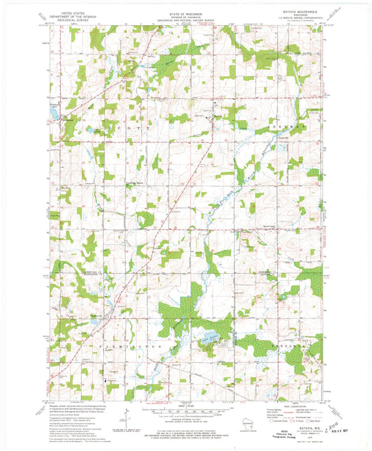 Classic USGS Batavia Wisconsin 7.5'x7.5' Topo Map Image