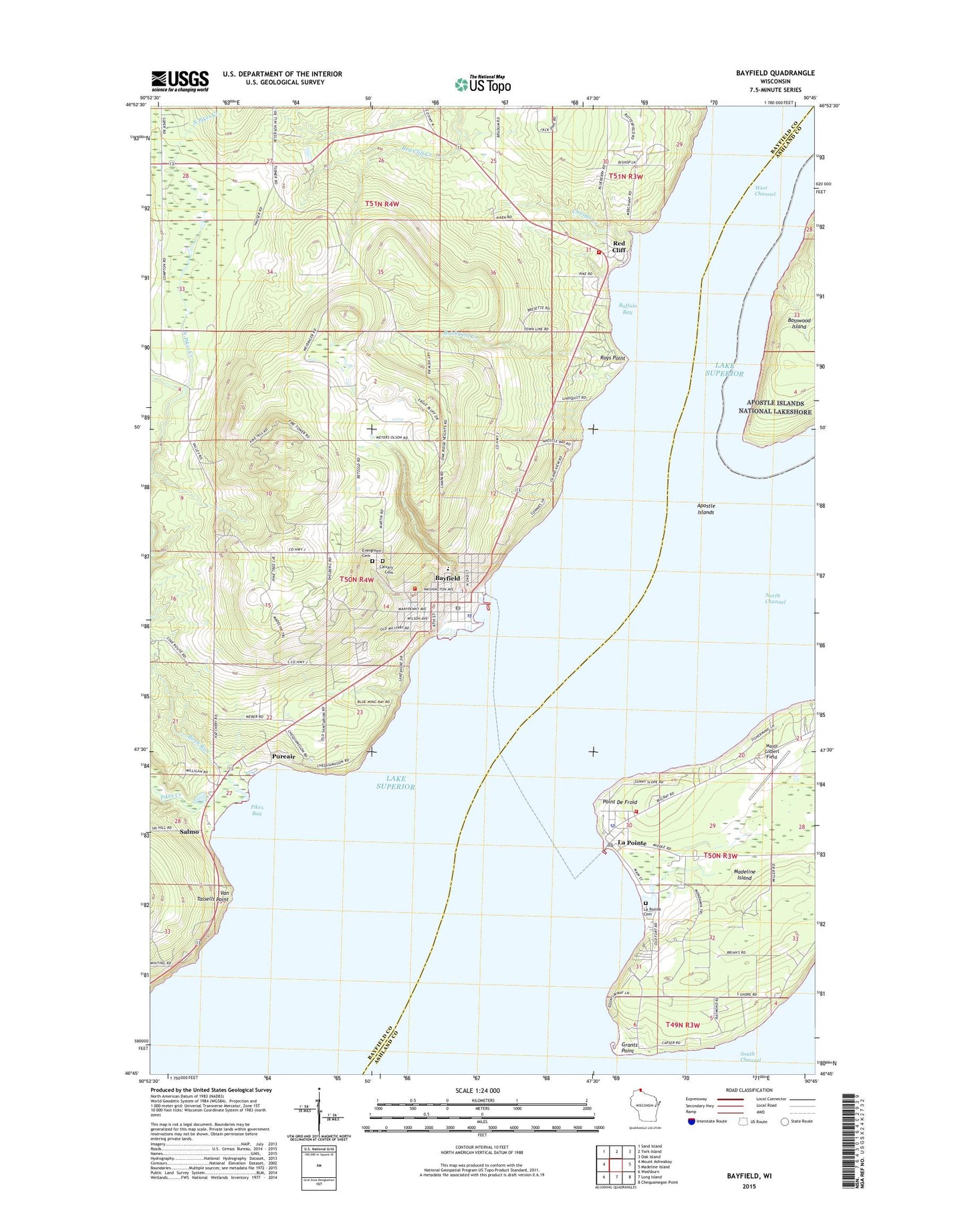 Bayfield Wisconsin US Topo Map Image