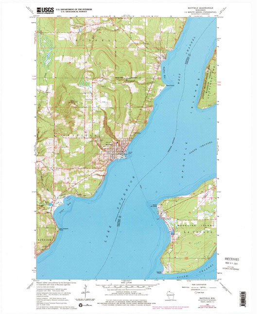 Classic USGS Bayfield Wisconsin 7.5'x7.5' Topo Map Image