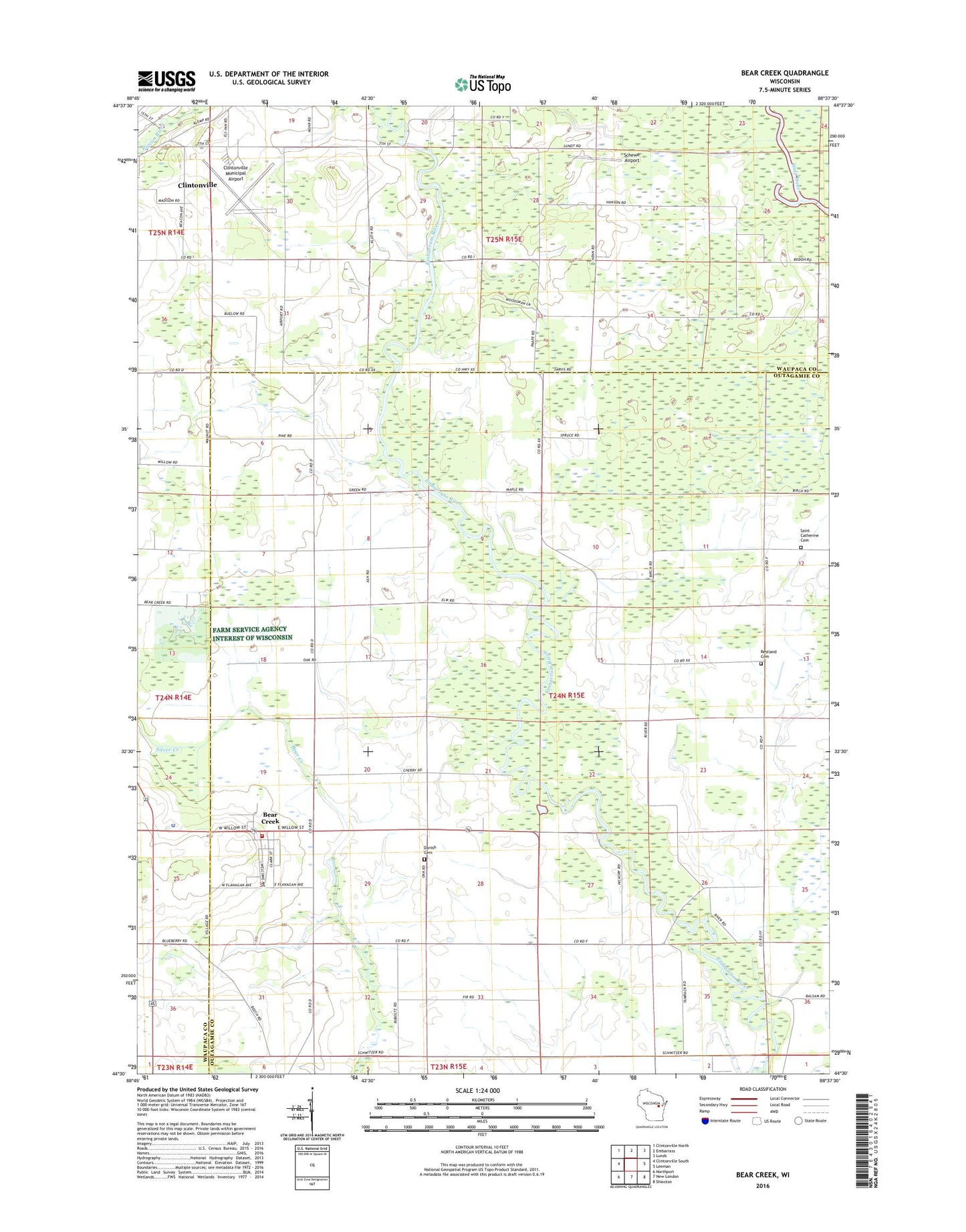 Bear Creek Wisconsin US Topo Map Image