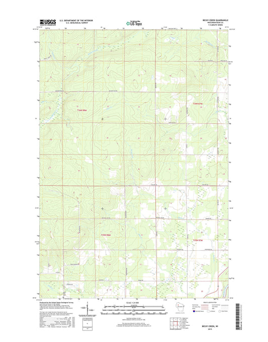 Becky Creek Wisconsin US Topo Map Image