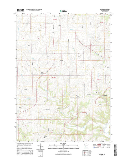 Beetown Wisconsin US Topo Map Image
