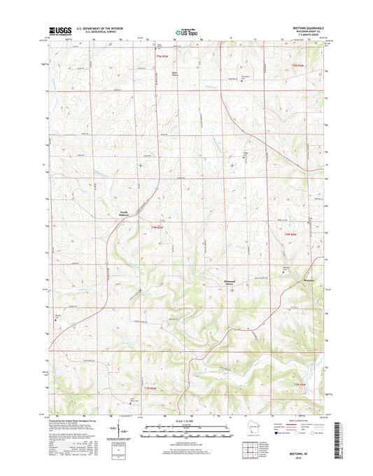 Beetown Wisconsin US Topo Map Image