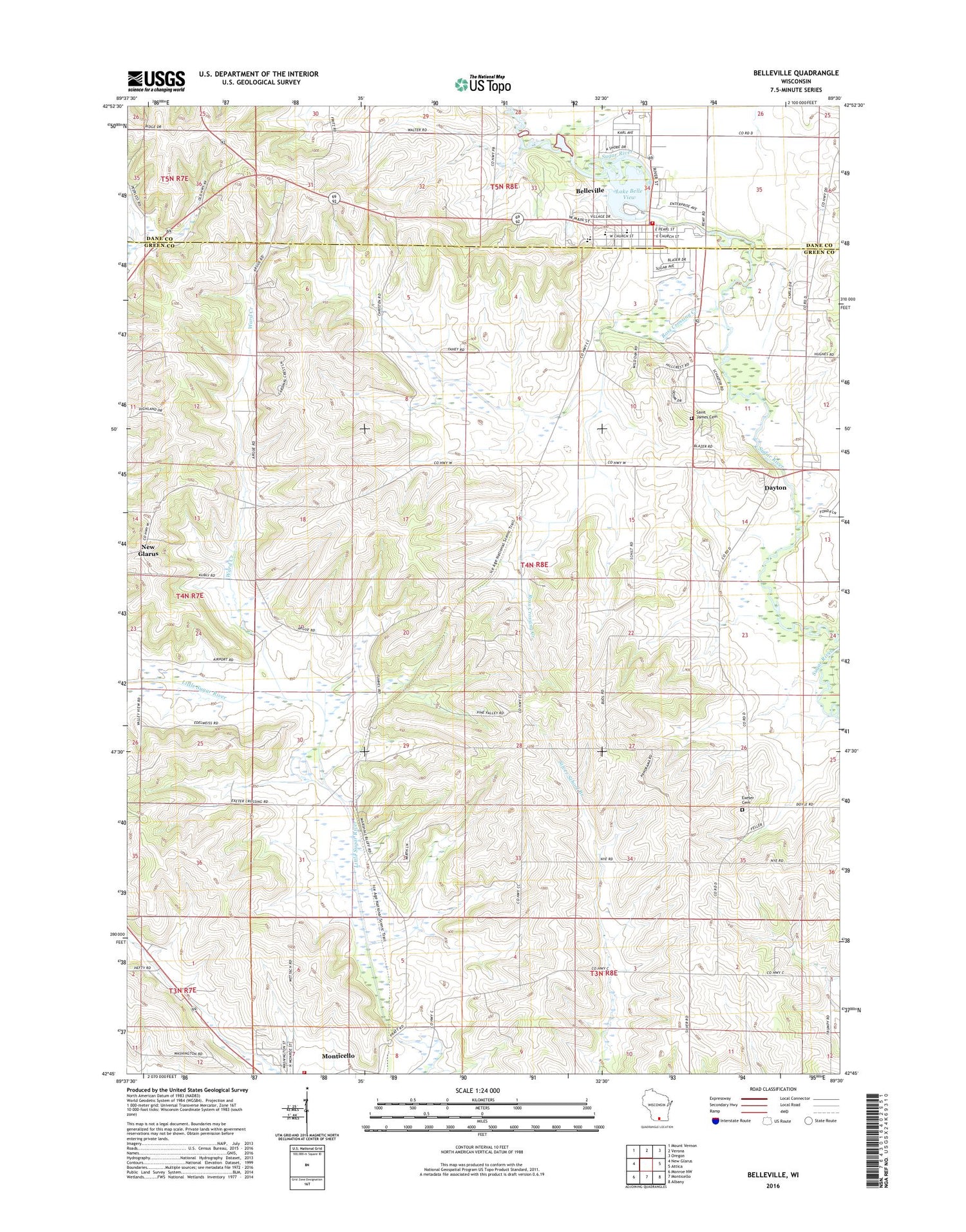 Belleville Wisconsin US Topo Map Image