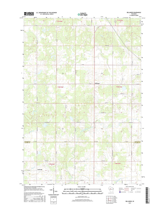 Bellinger Wisconsin US Topo Map Image