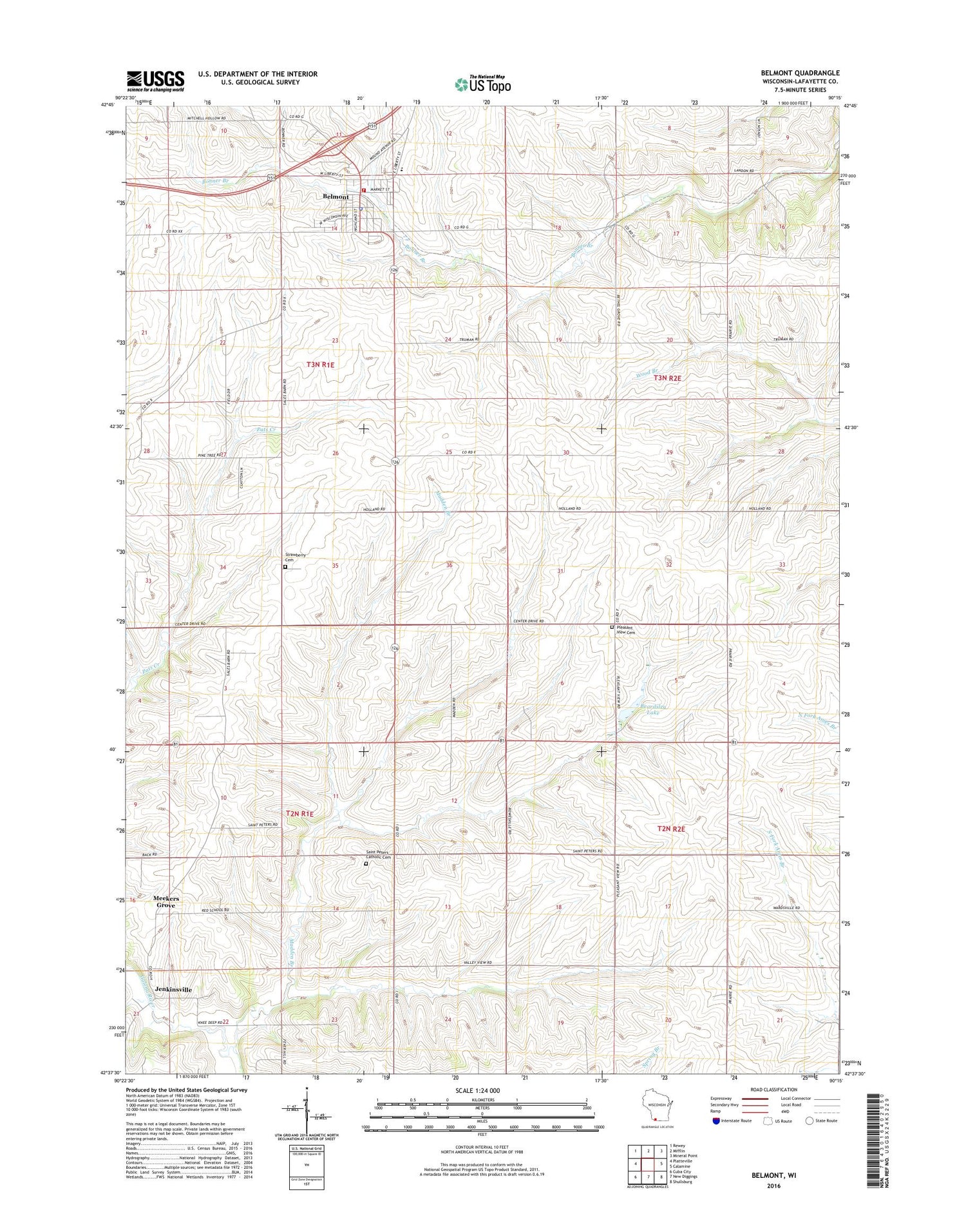Belmont Wisconsin US Topo Map Image