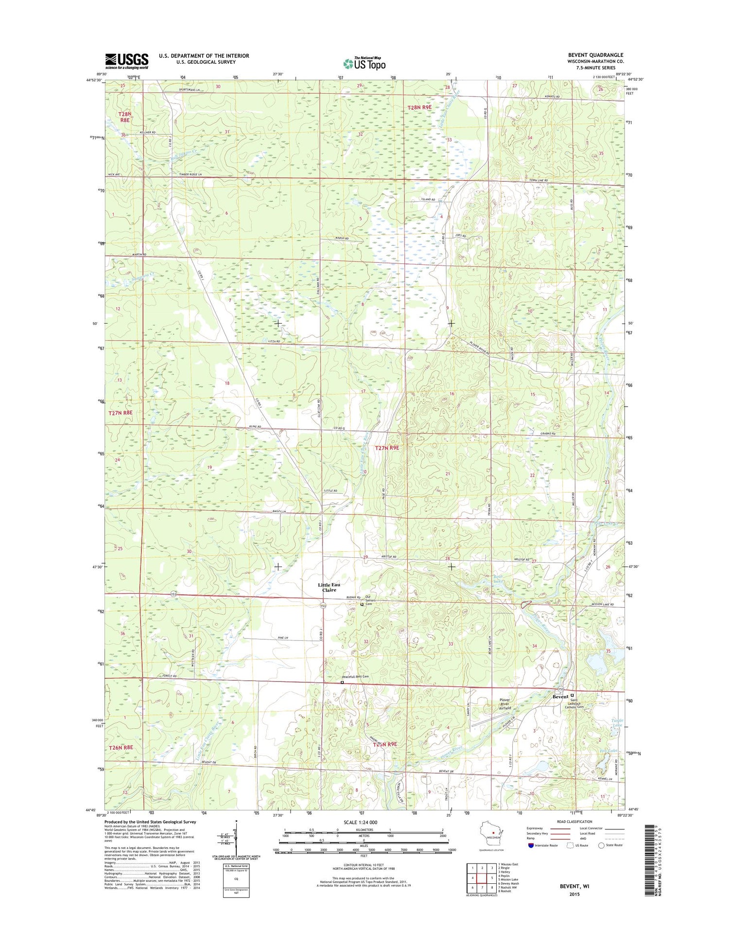 Bevent Wisconsin US Topo Map Image