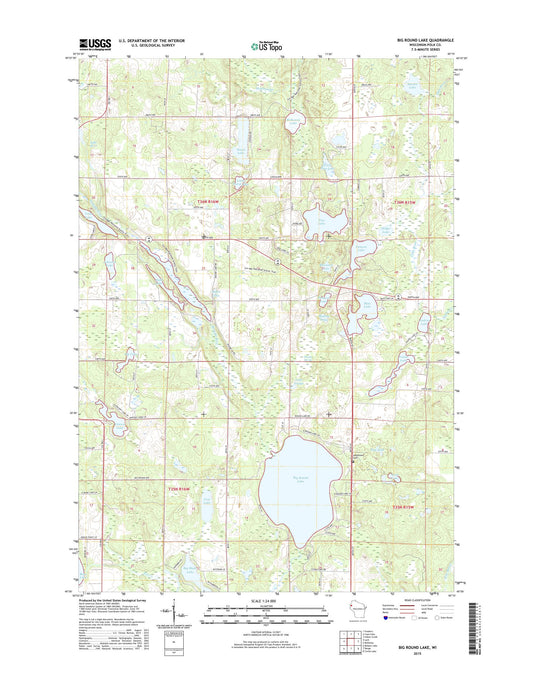 Big Round Lake Wisconsin US Topo Map Image