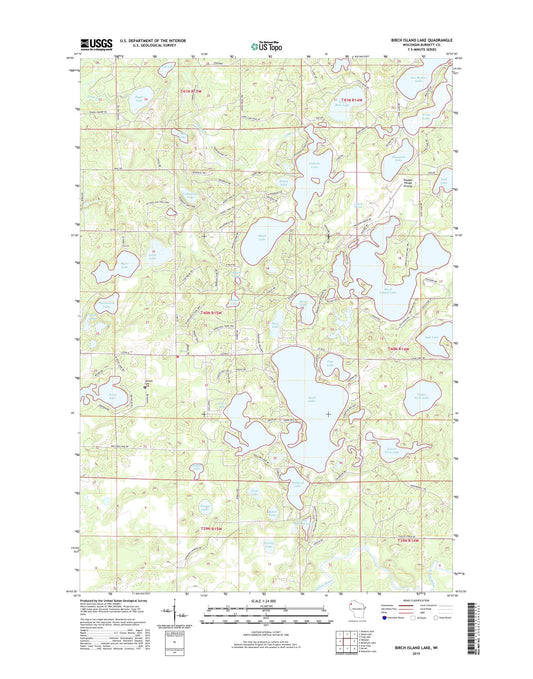 Birch Island Lake Wisconsin US Topo Map Image