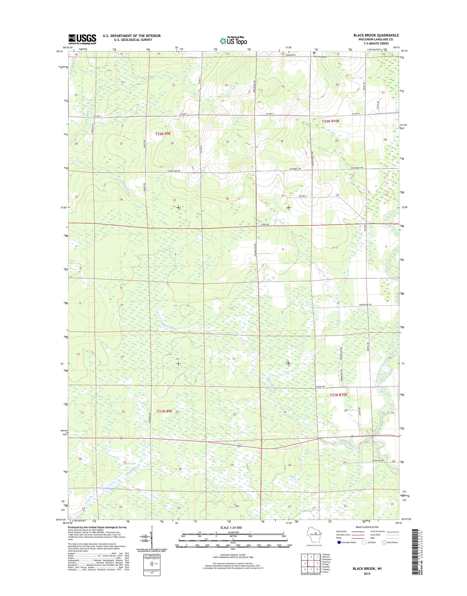 Black Brook Wisconsin US Topo Map Image