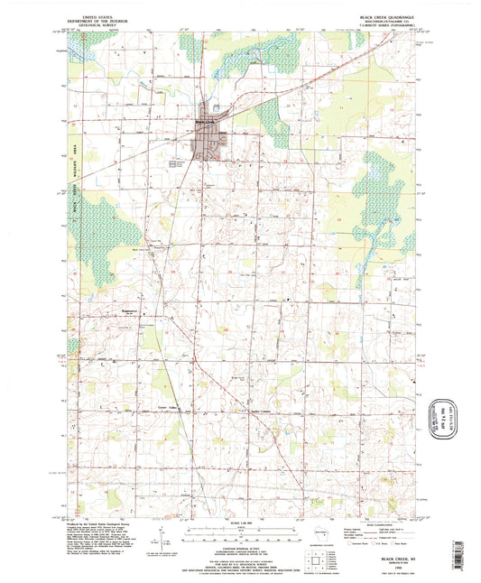 Classic USGS Black Creek Wisconsin 7.5'x7.5' Topo Map Image