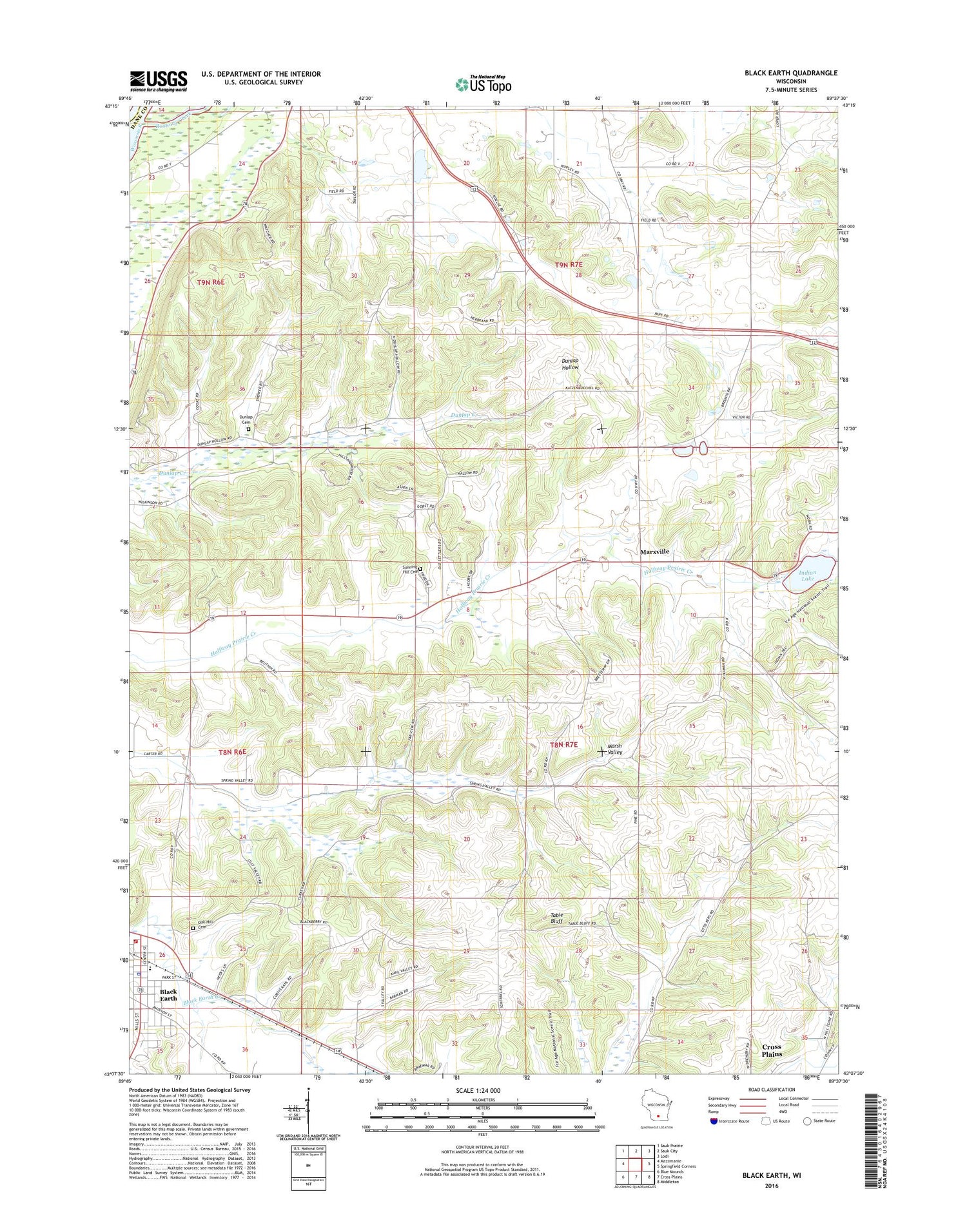 Black Earth Wisconsin US Topo Map Image