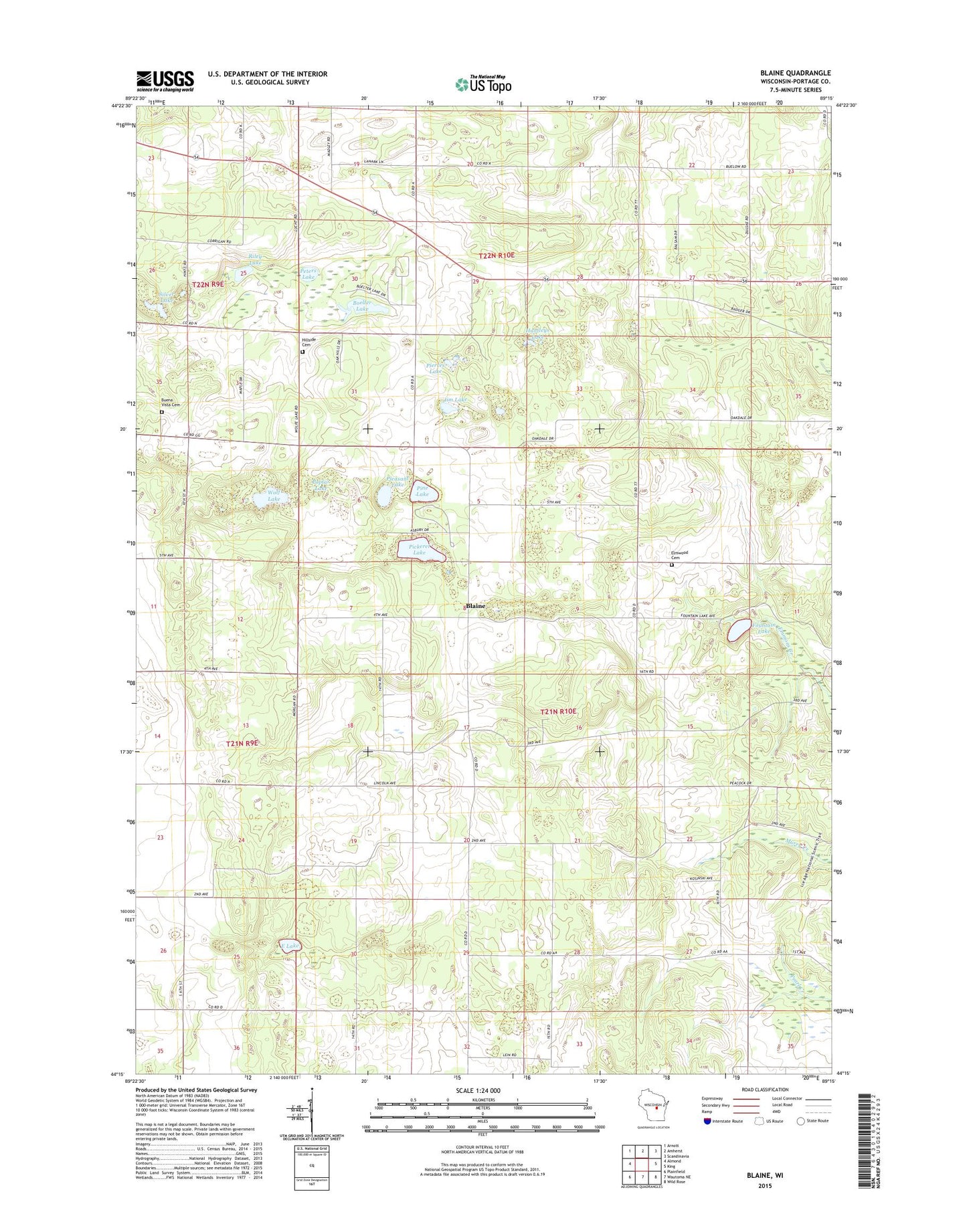 Blaine Wisconsin US Topo Map Image