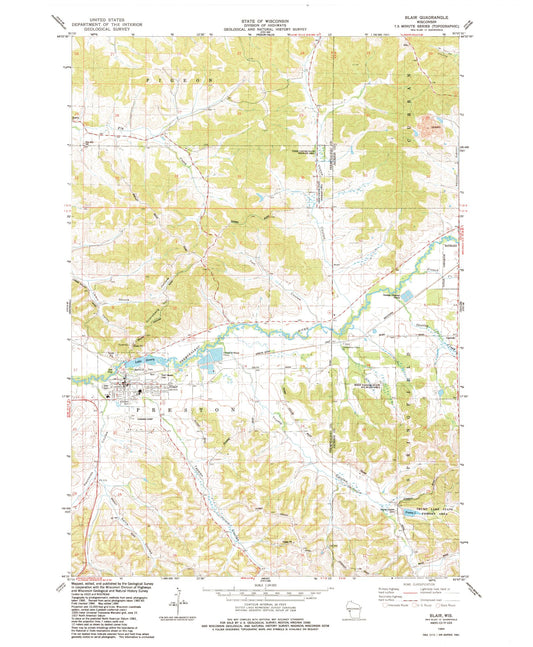 Classic USGS Blair Wisconsin 7.5'x7.5' Topo Map Image