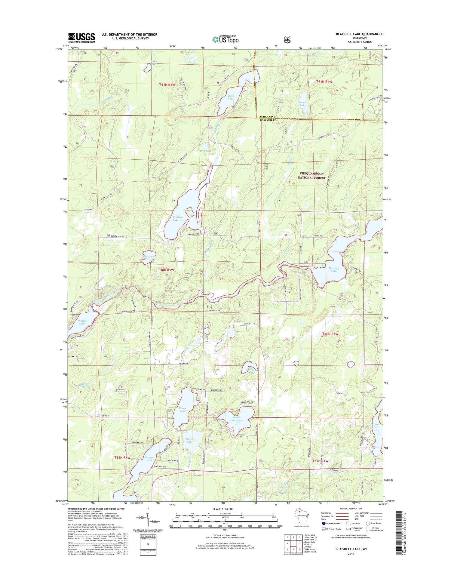 Blaisdell Lake Wisconsin US Topo Map Image