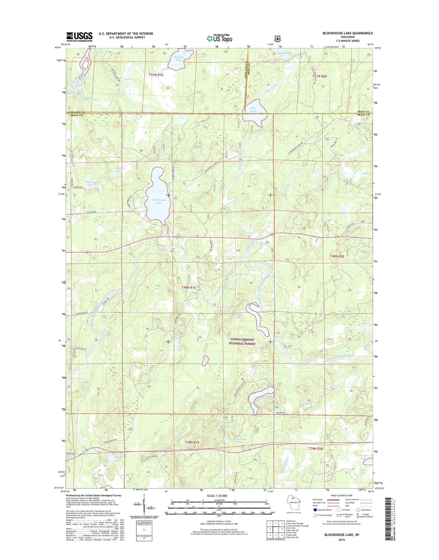 Blockhouse Lake Wisconsin US Topo Map Image