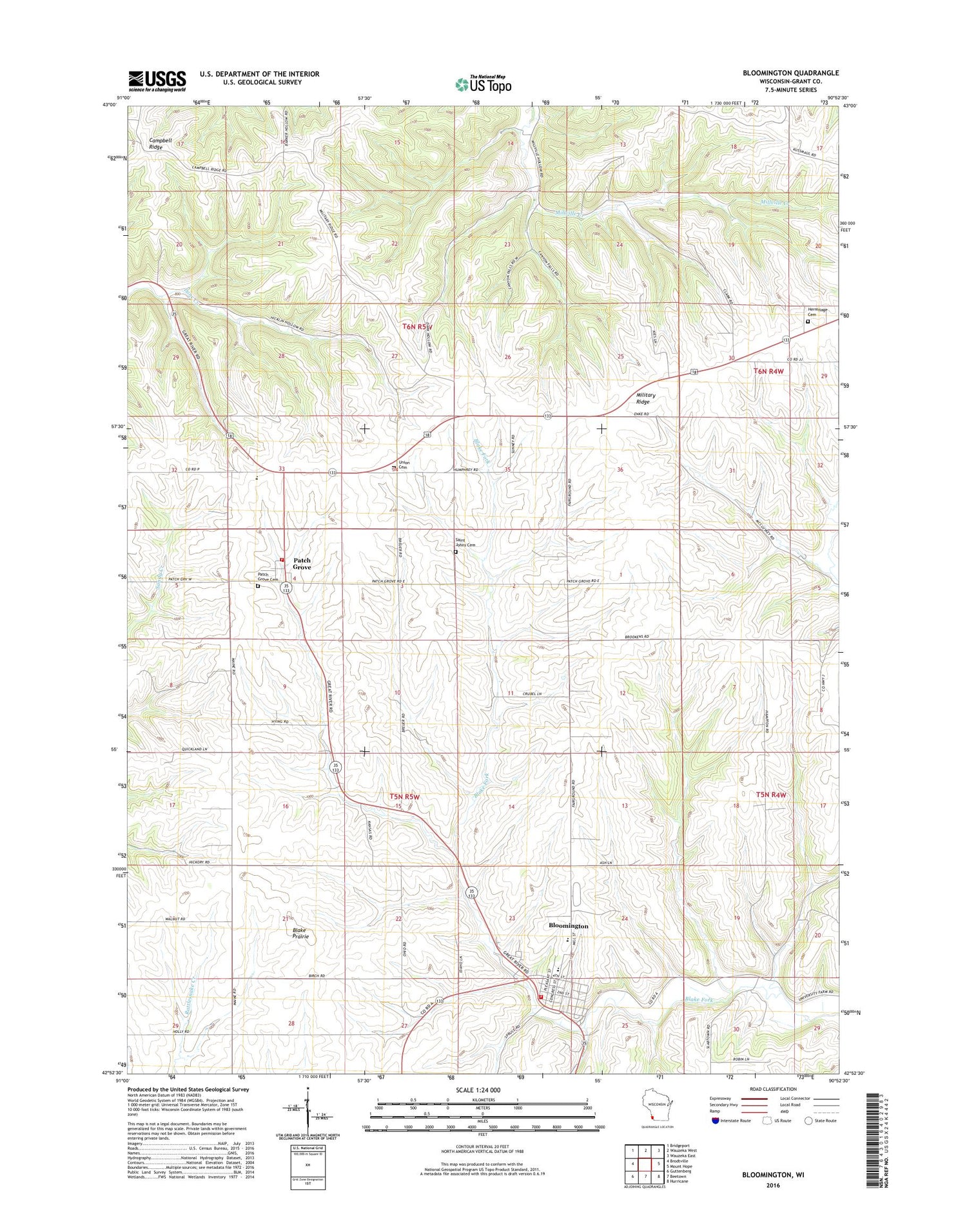 Bloomington Wisconsin US Topo Map Image
