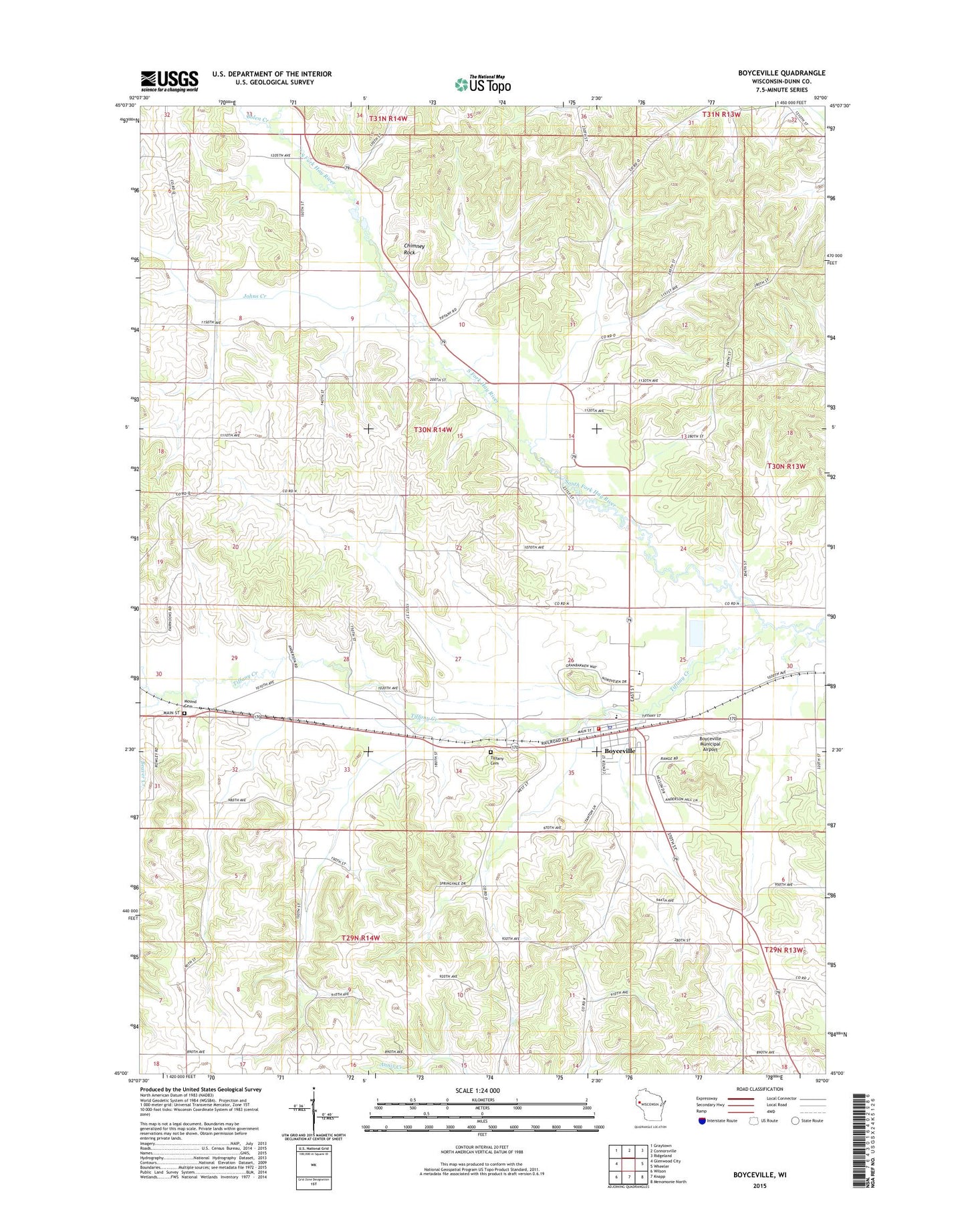 Boyceville Wisconsin US Topo Map Image