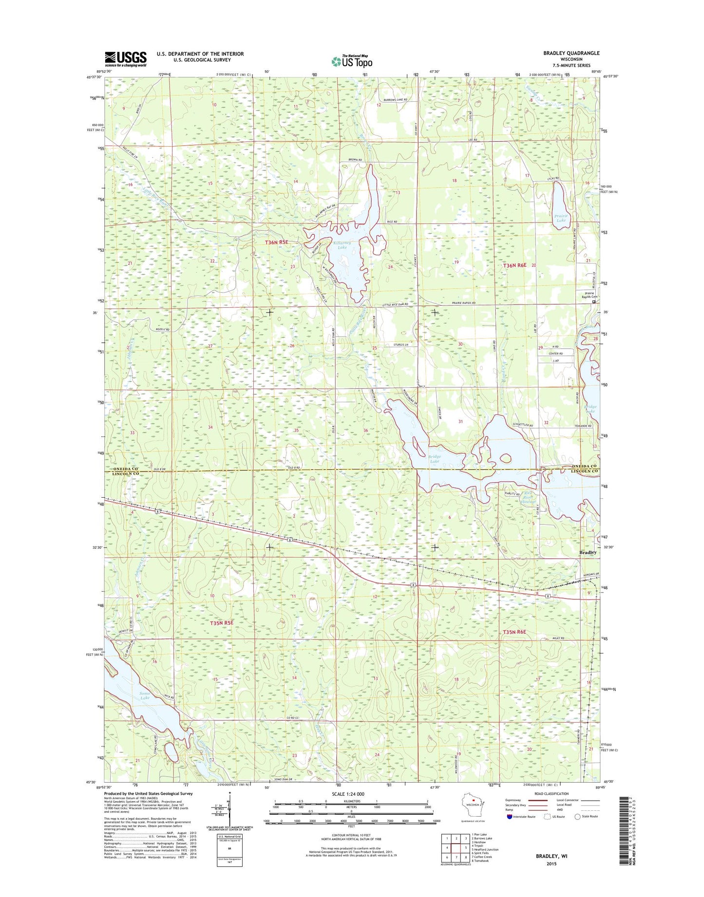 Bradley Wisconsin US Topo Map Image