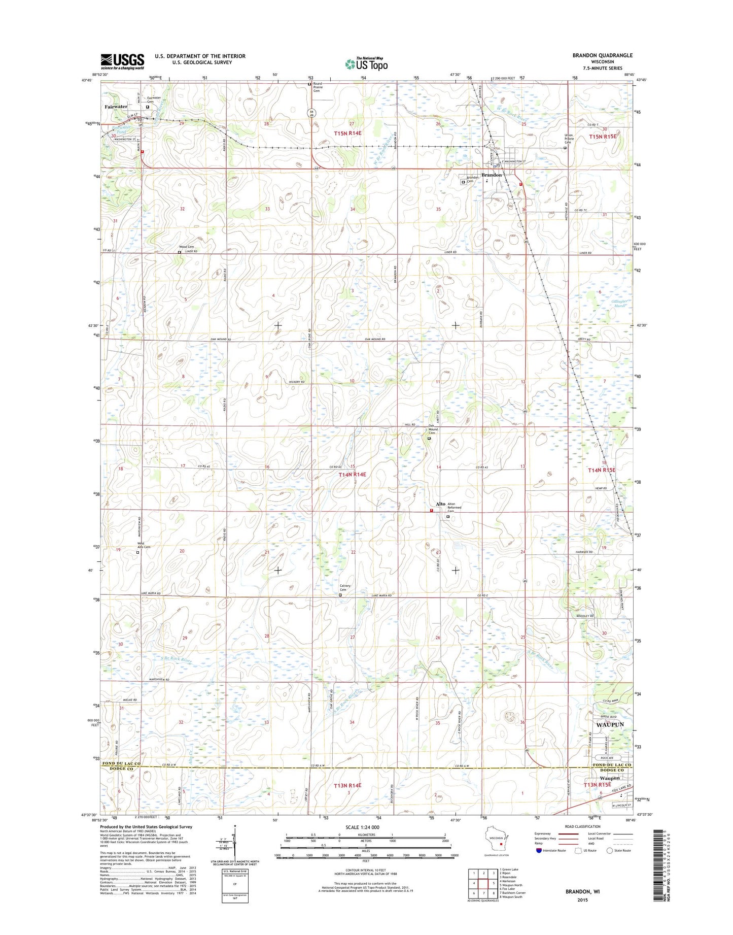 Brandon Wisconsin US Topo Map Image