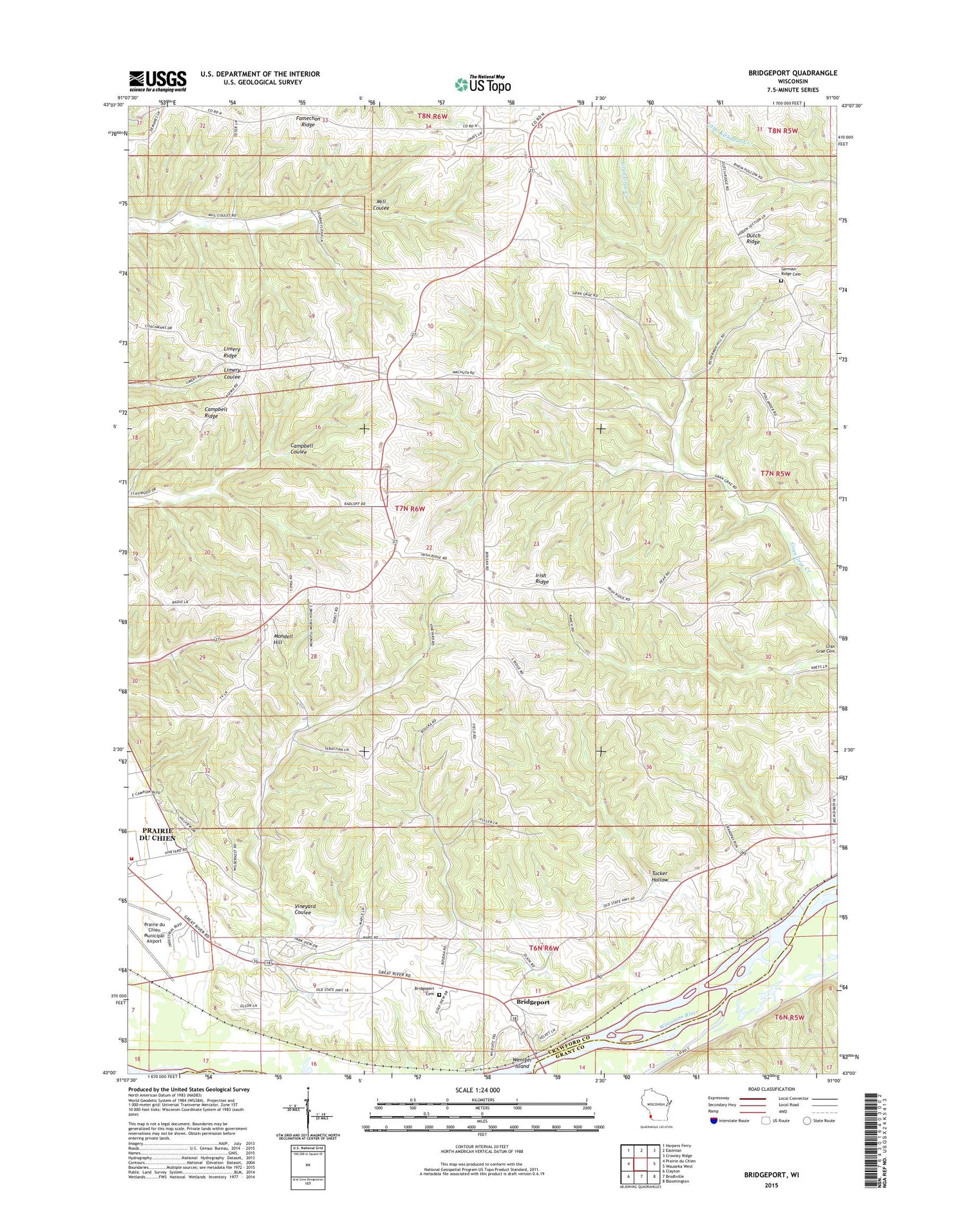 Bridgeport Wisconsin US Topo Map Image
