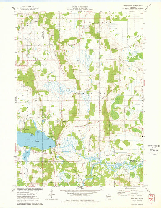 Classic USGS Briggsville Wisconsin 7.5'x7.5' Topo Map Image