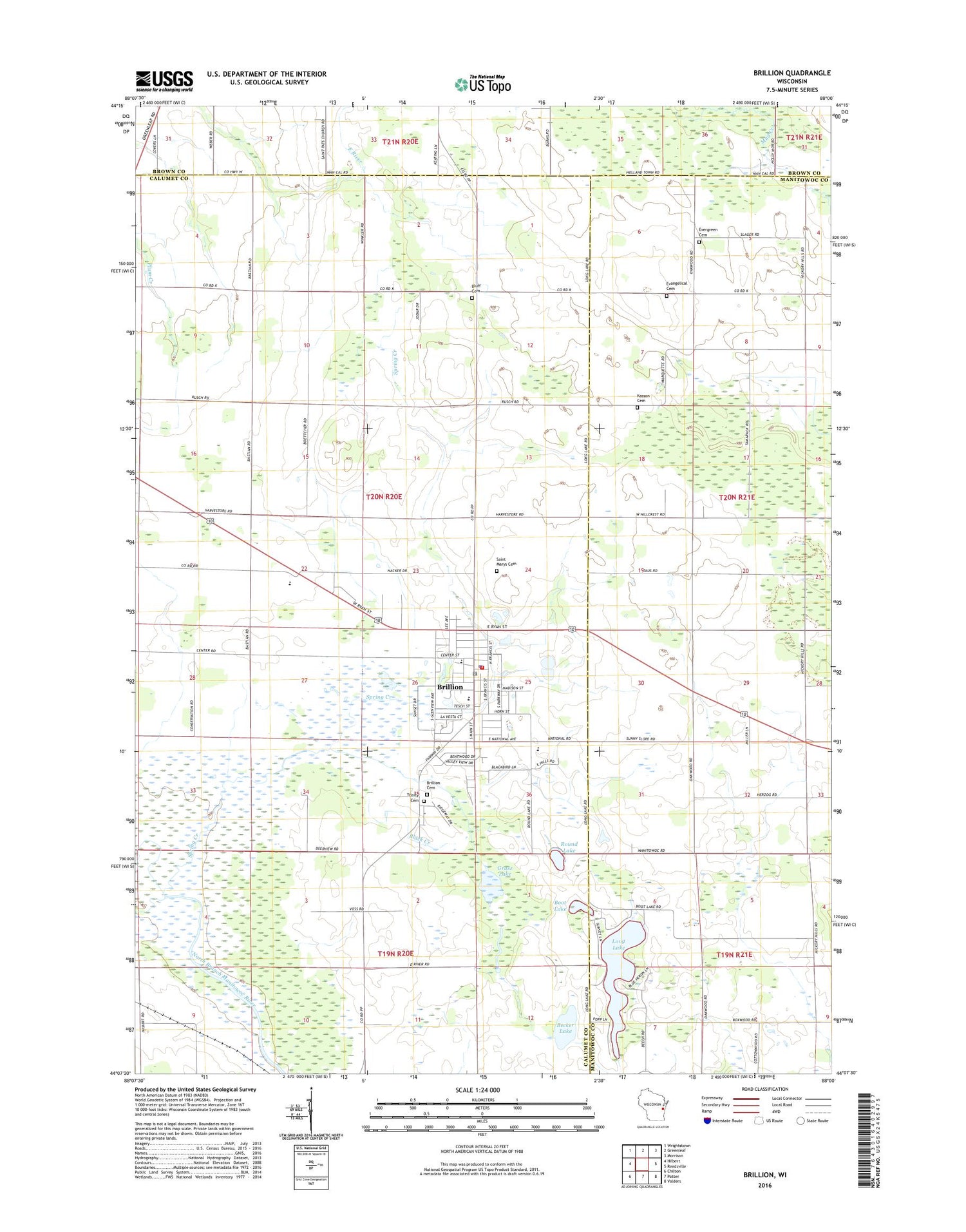 Brillion Wisconsin US Topo Map Image