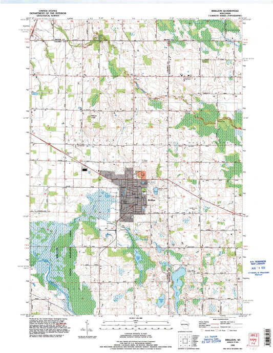 Classic USGS Brillion Wisconsin 7.5'x7.5' Topo Map Image