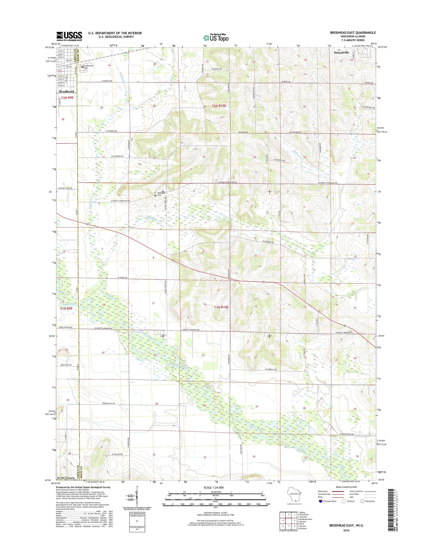 Brodhead East Wisconsin US Topo Map Image